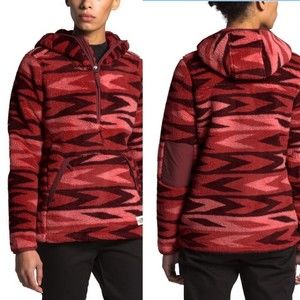 The North Face Campshire Fleece Pullover Hoodie Sunbaked Arrow Red Size Small